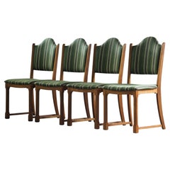 Vintage Set of Four Slim Oak Dining Chairs with Upholstered Backs, 1960s