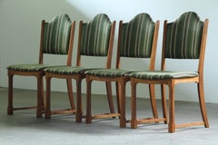 Vintage Set of Four Slim Oak Dining Chairs with Upholstered Backs, 1960s