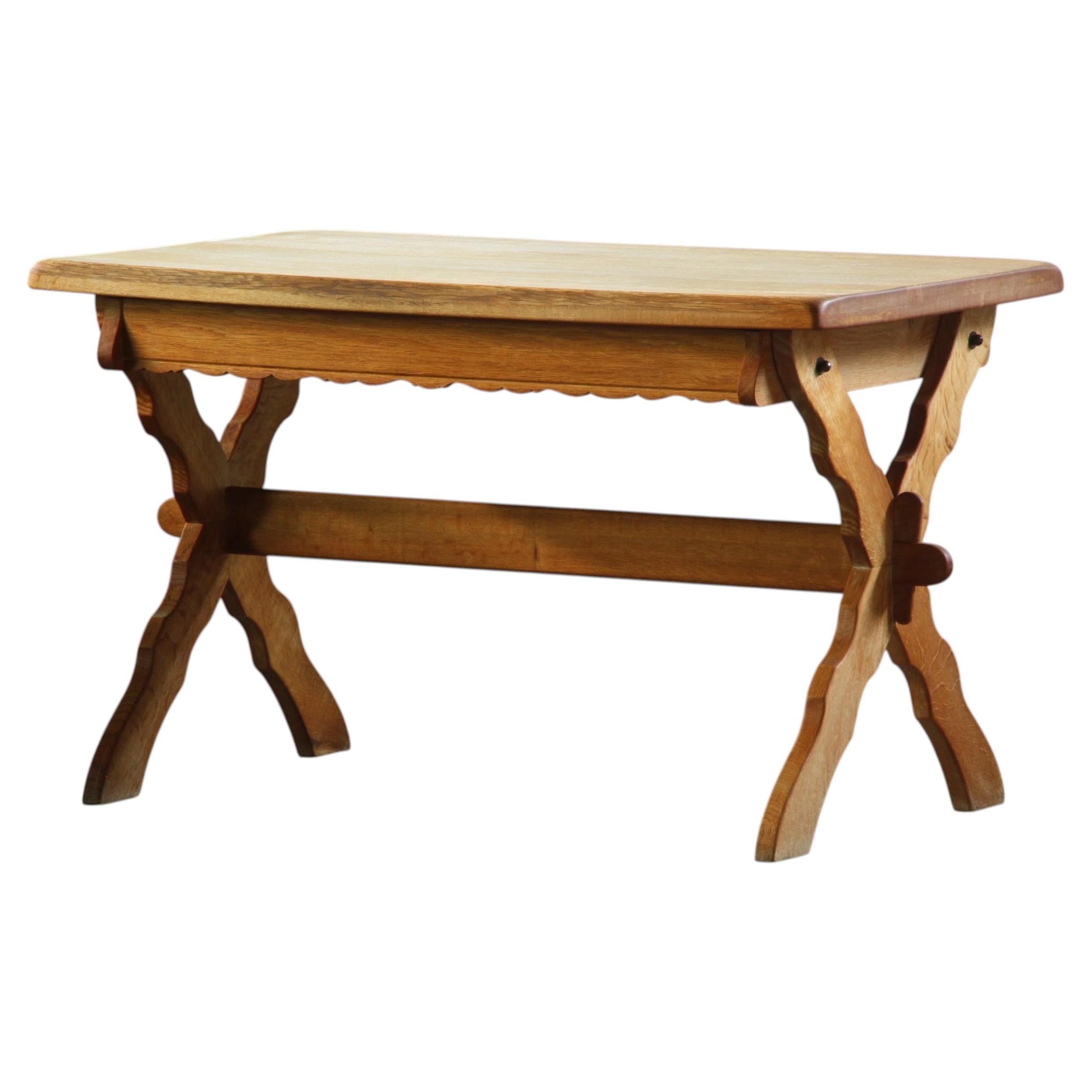 Vintage Small Solid Oak Writing Desk/kitchen Table, Denmark, 1960s For Sale