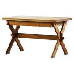 Vintage Small Solid Oak Writing Desk/kitchen Table, Denmark, 1960s