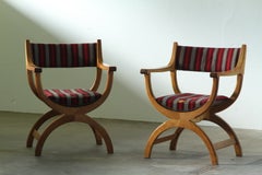 Pair of Henning Kjærnulf “Kurul” Oak Armchairs for EG Kvalitet, Denmark, 1960s
