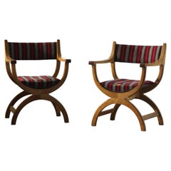 Pair of Henning Kjærnulf “Kurul” Oak Armchairs for EG Kvalitet, Denmark, 1960s