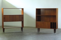 Vintage Pair of Slim Danish Mid-Century Teak Bookcases, 1960s