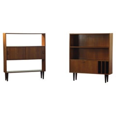Vintage Pair of Slim Danish Mid-Century Teak Bookcases, 1960s