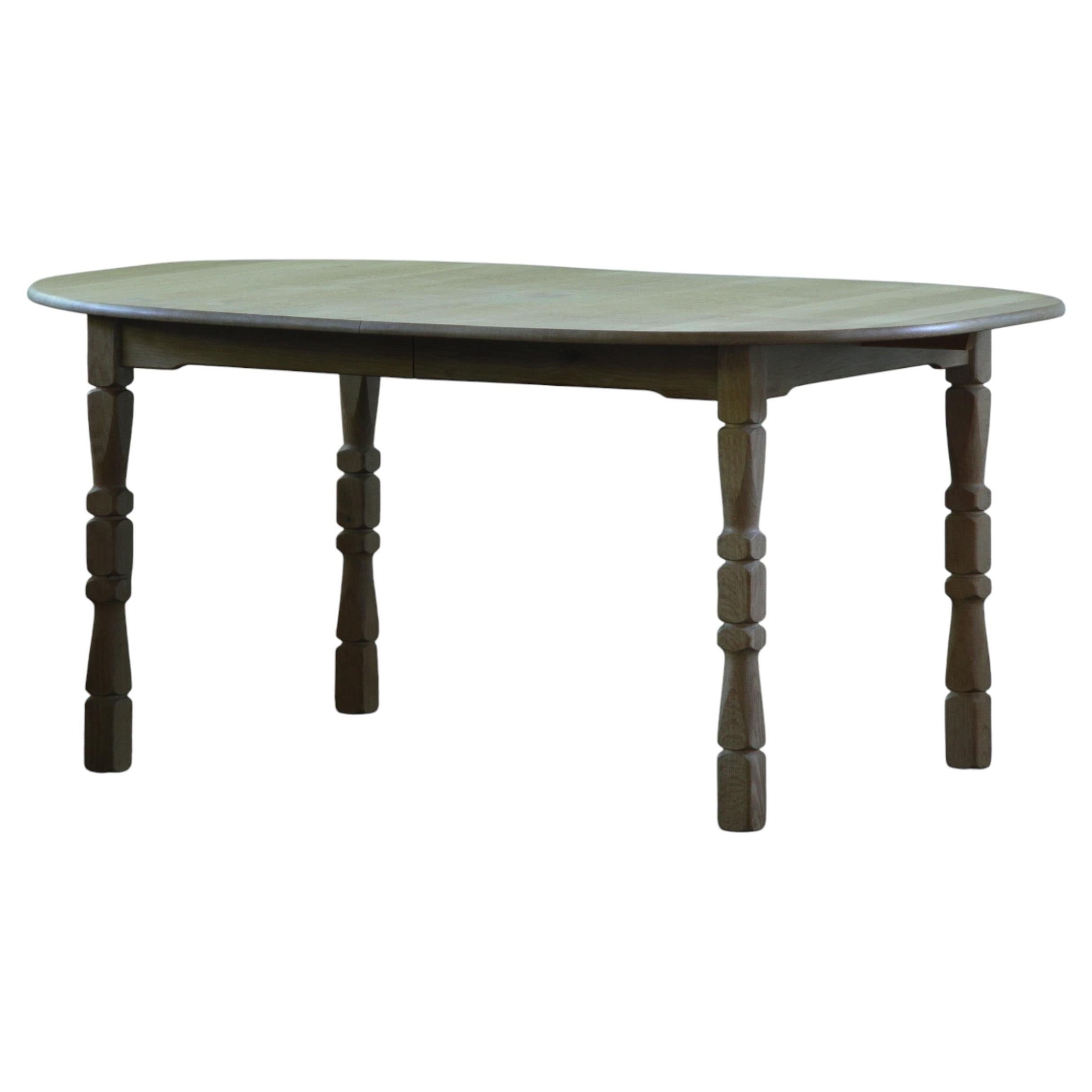 Vintage Scandinavian Solid Oak Extendable Dining Table with Two Leaves, 1960s For Sale