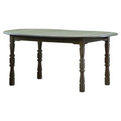 Table à manger vintage scandinave en chêne massif, à rallonges, avec deux rallonges, années 1960