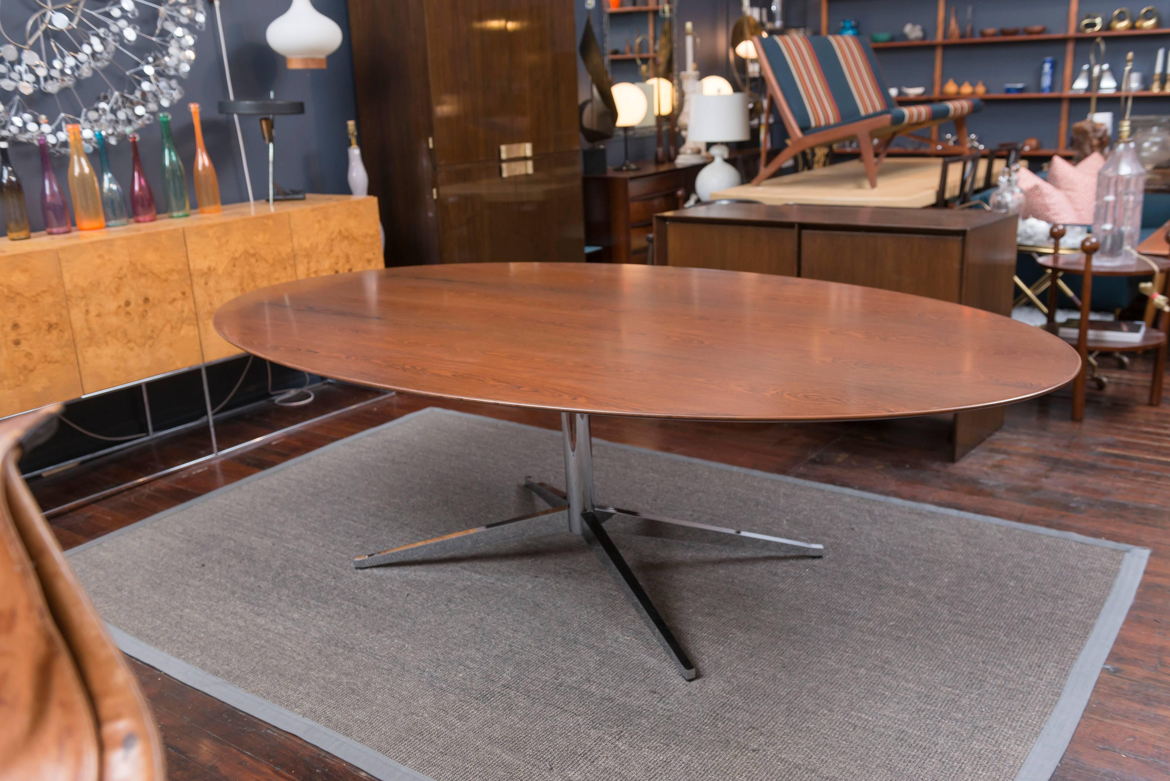 Mid-Century Modern Florence Knoll Rosewood Oval Dining Table