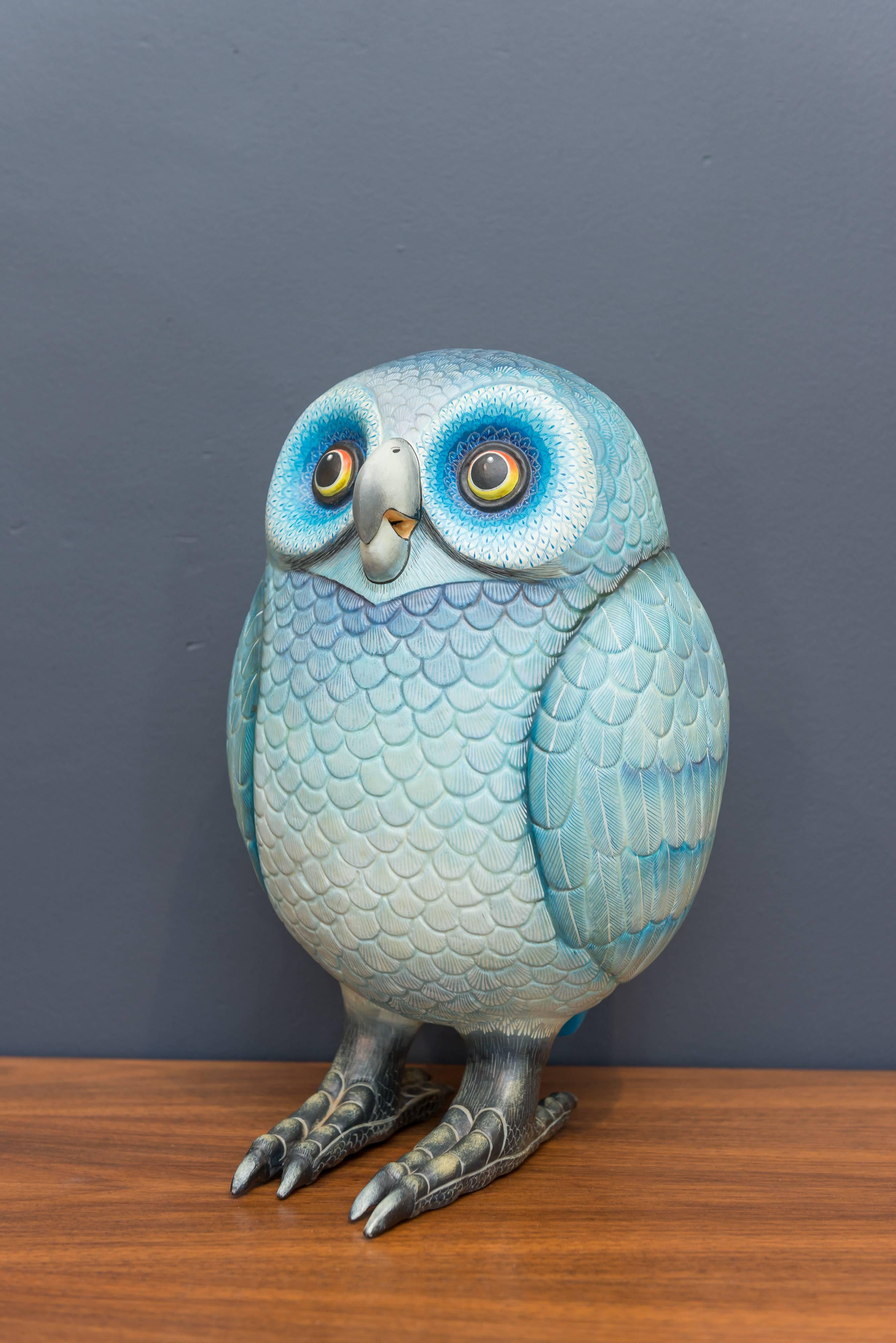 Sergio Bustamante ceramic owl sculpture, signed 16/100 in excellent original condition.