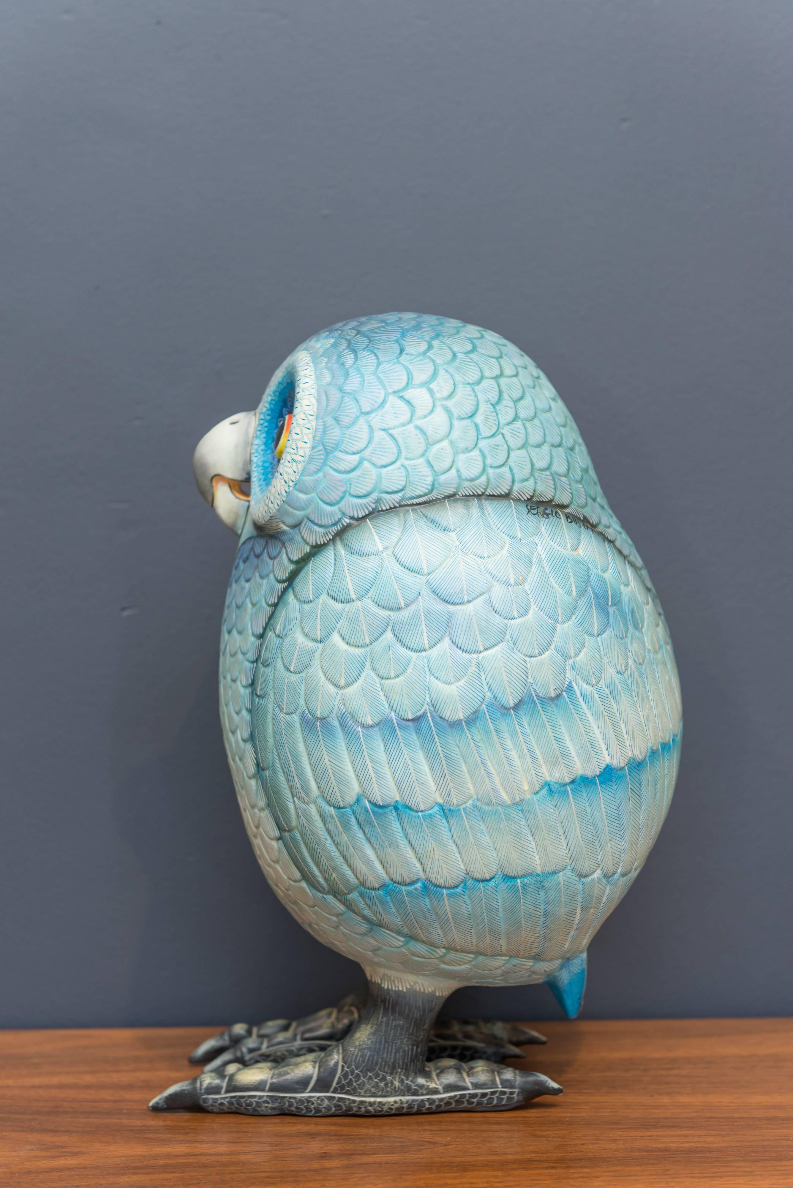 Sergio Bustamante Keramik Eule aus Keramik (Mexikanisch) im Angebot