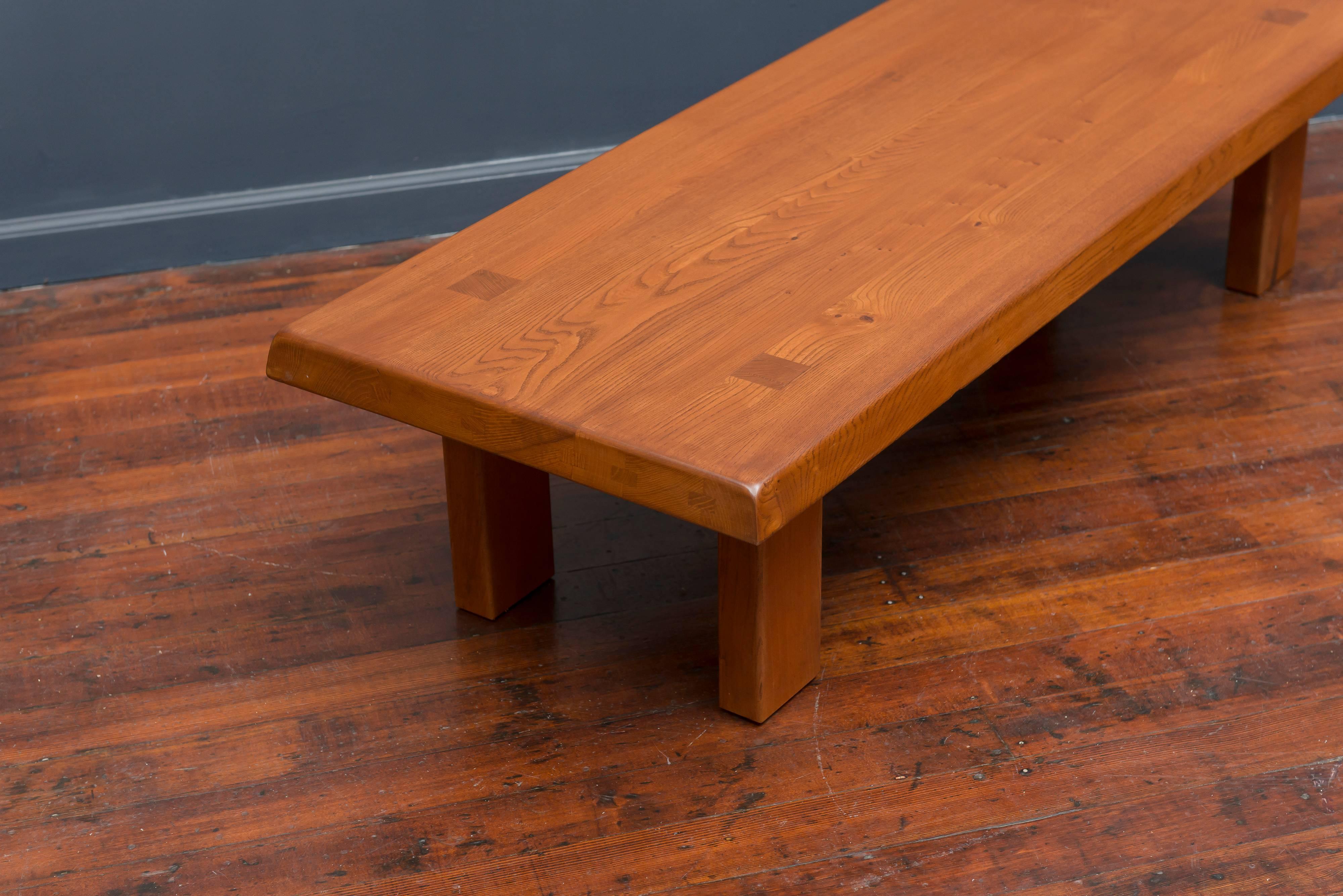 Late 20th Century Pierre Chapo French Elm Coffee Table