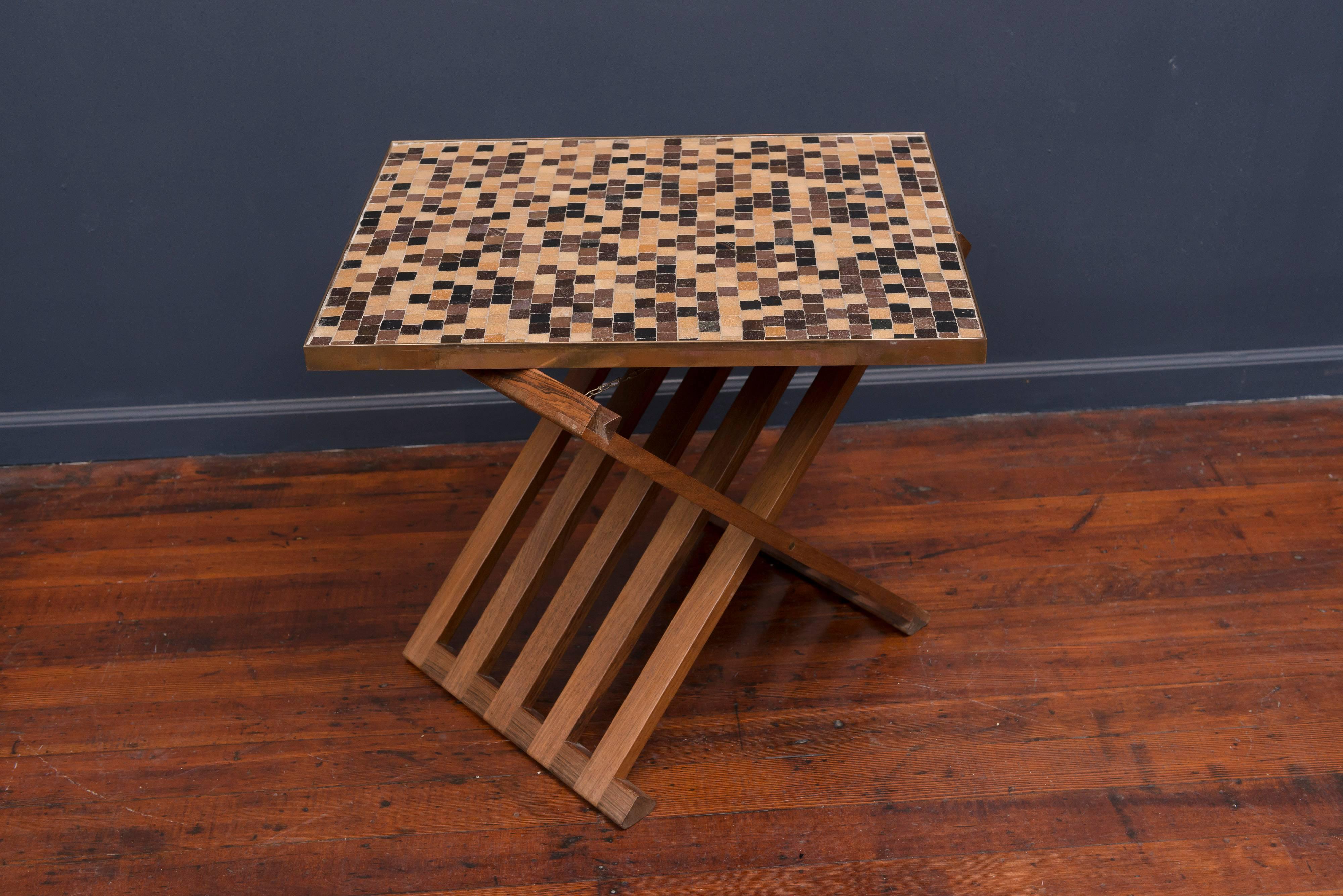 Dunbar table à plateau en carreaux de Murano à base en X en vente 2