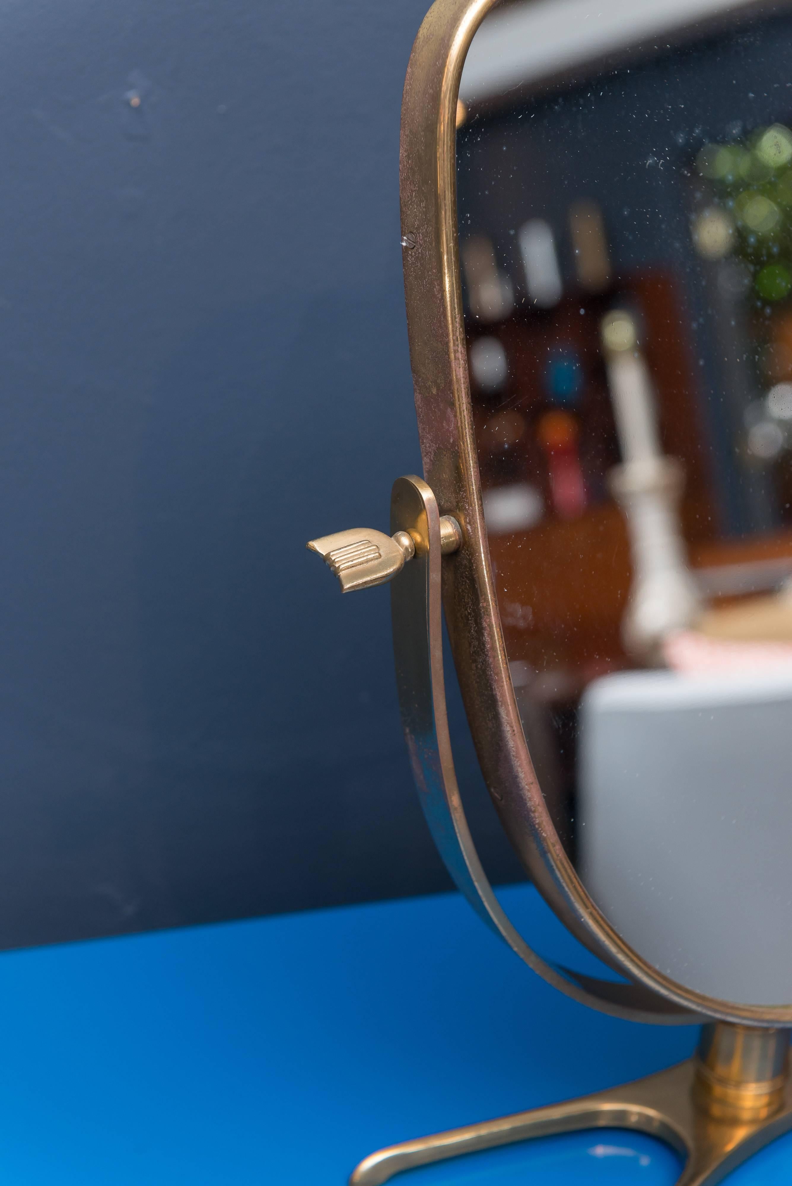 brass tabletop mirror