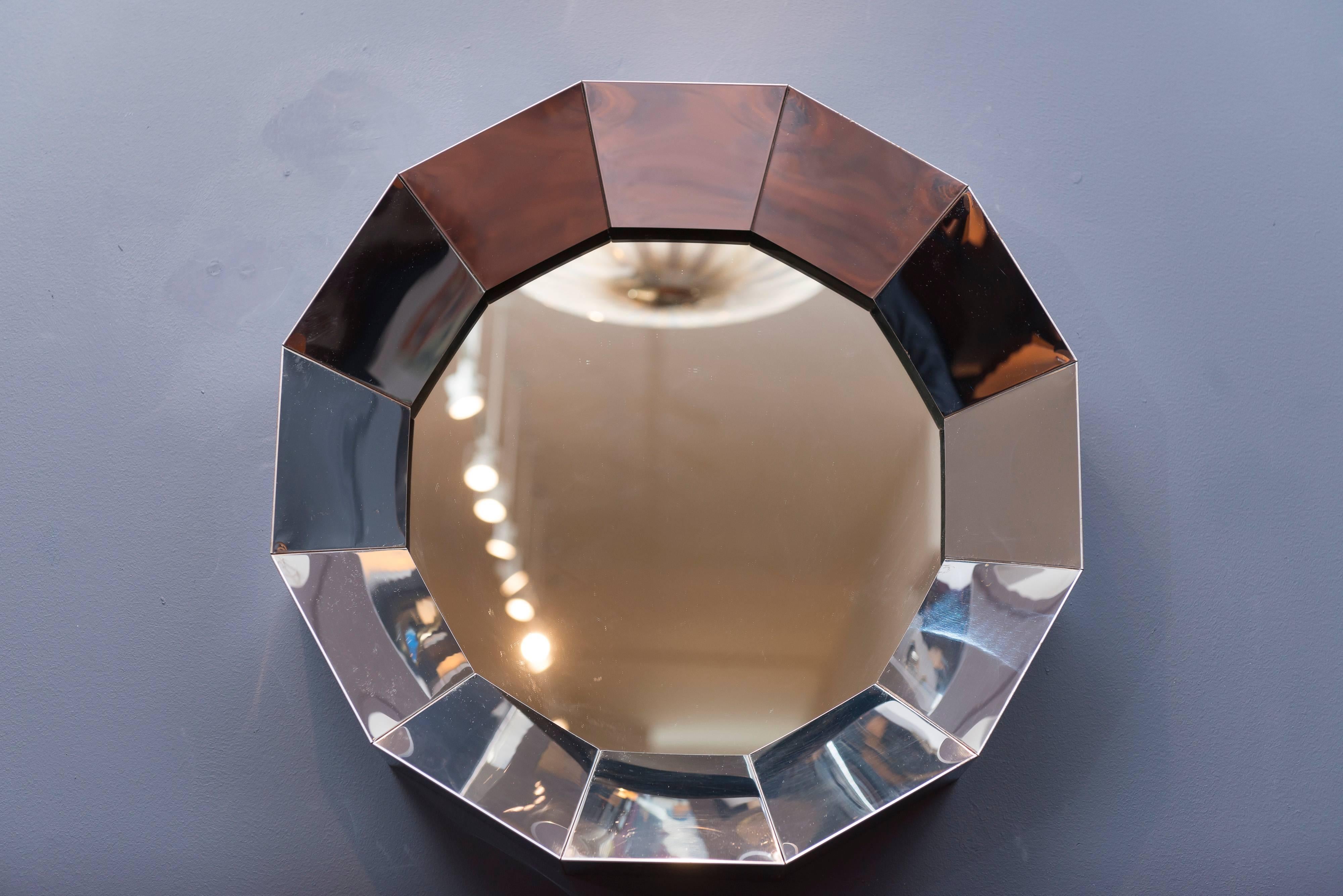 C.Jere chrome faceted mirror, signed by artist.