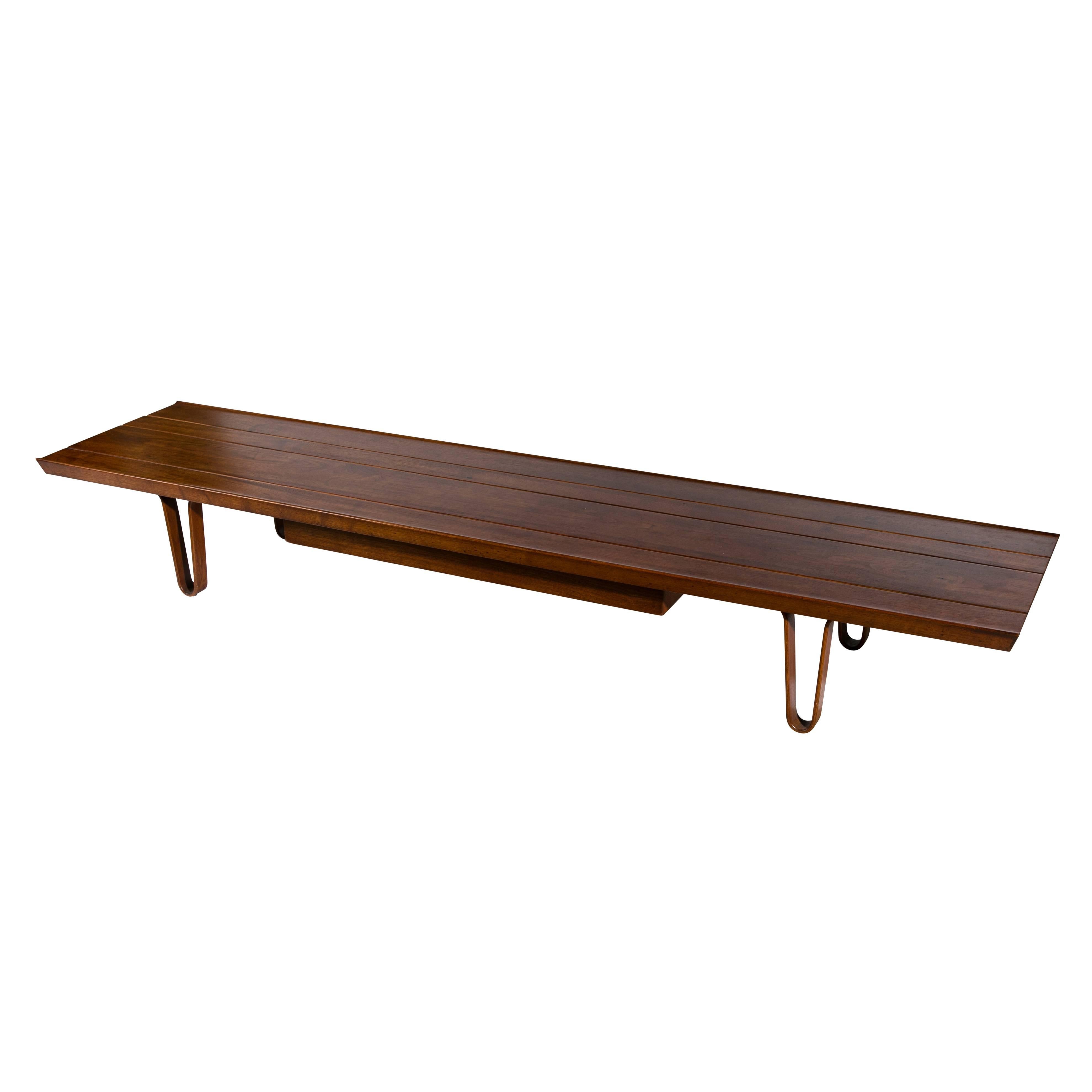 Edward Wormley for Dunbar. One drawer bench with bentwood legs.