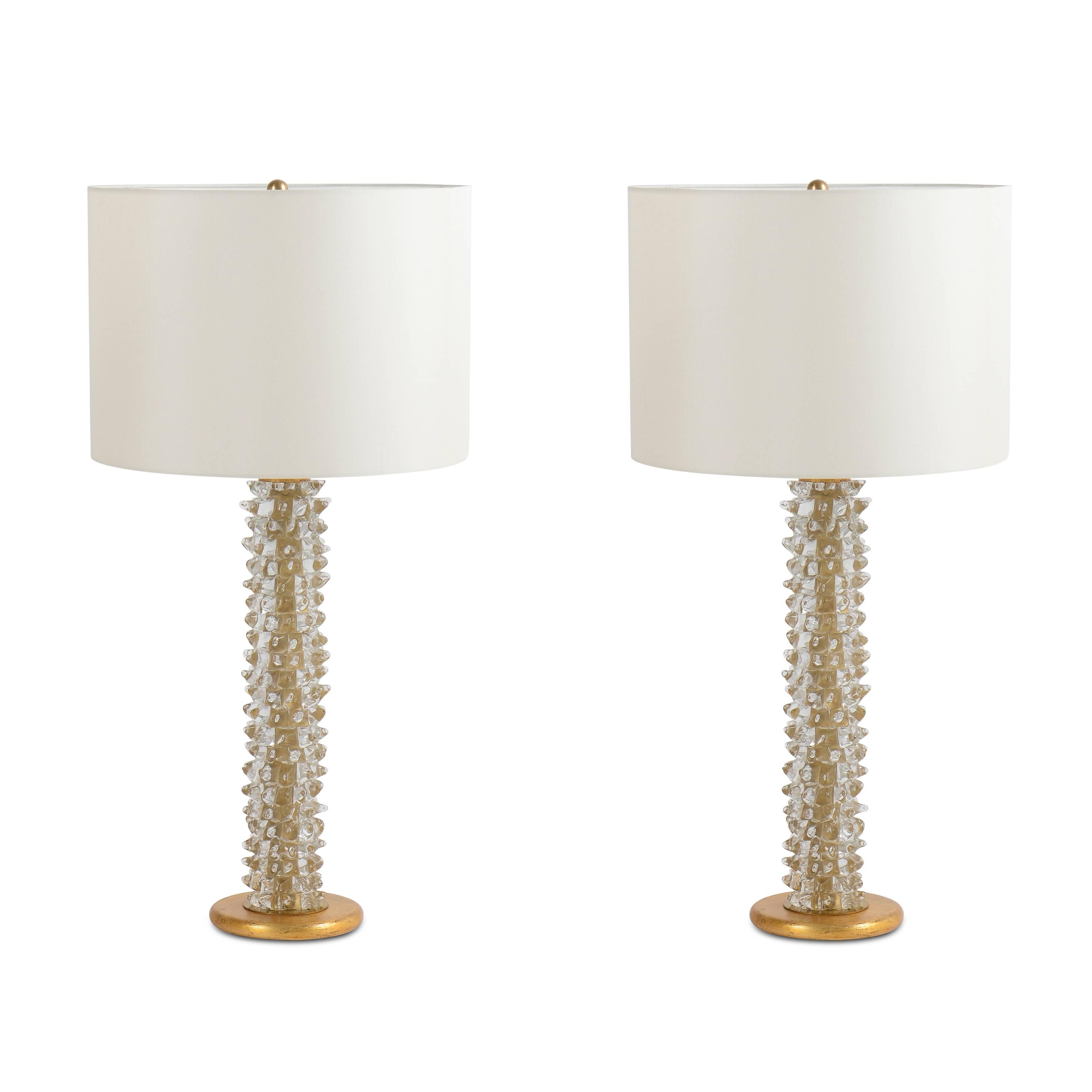 Pair of Brutale Table Lamps by Ercole Barovier