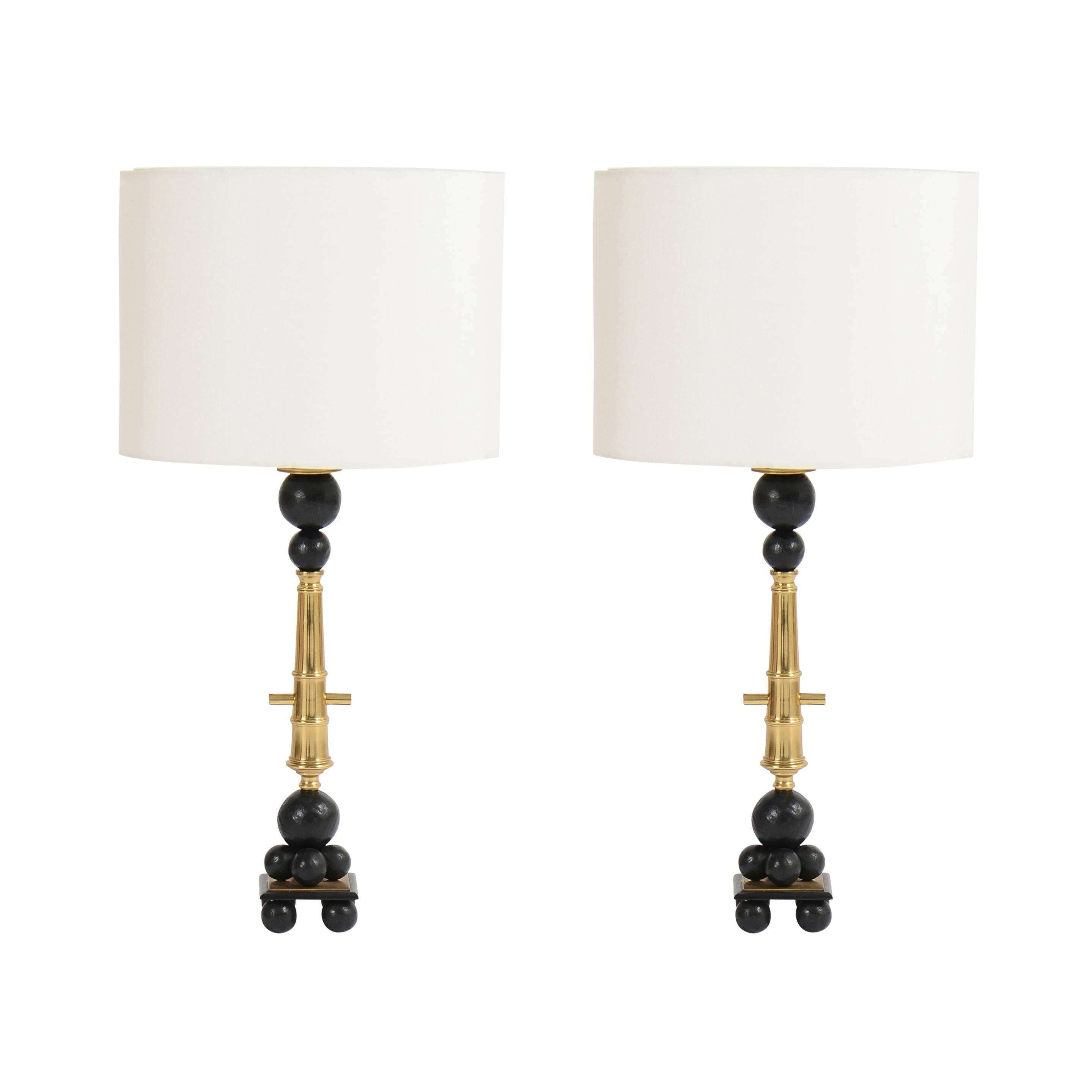 Pair of Rakish Table Lamps For Sale