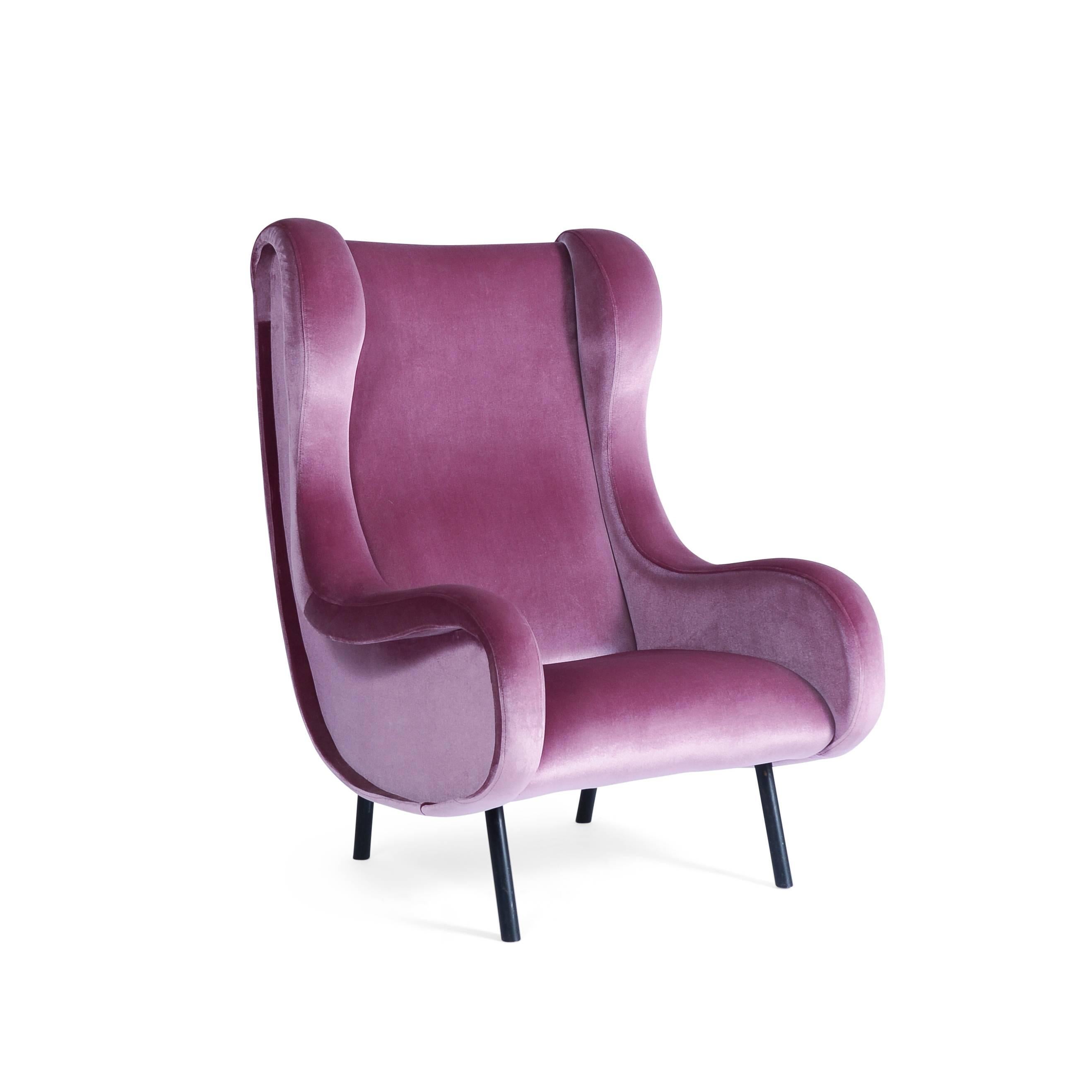 Pair of lounge chairs manufactured by Artflex upholstered in orchid velvet.