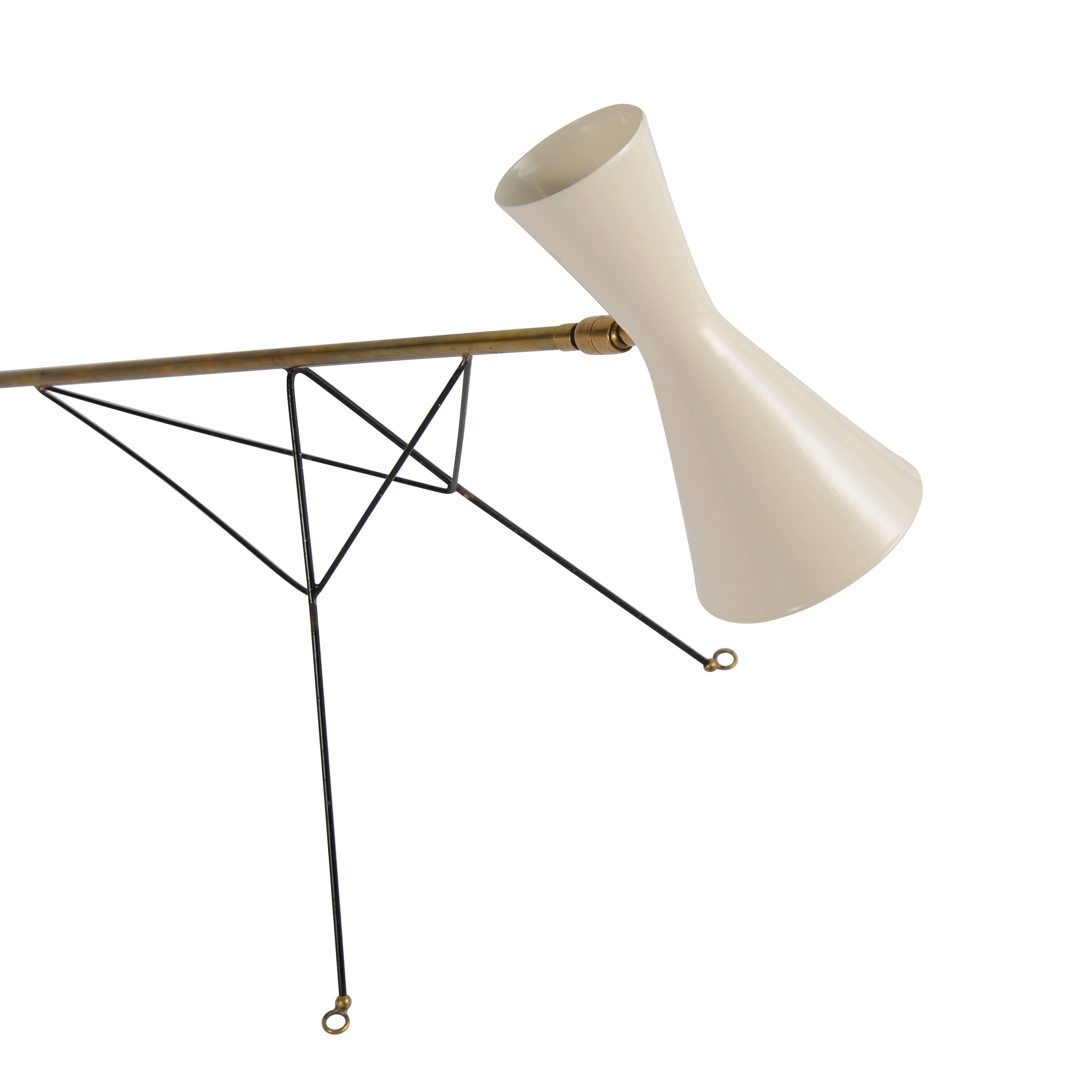 Brass and patinated metal, table lamp by Stilnovo.