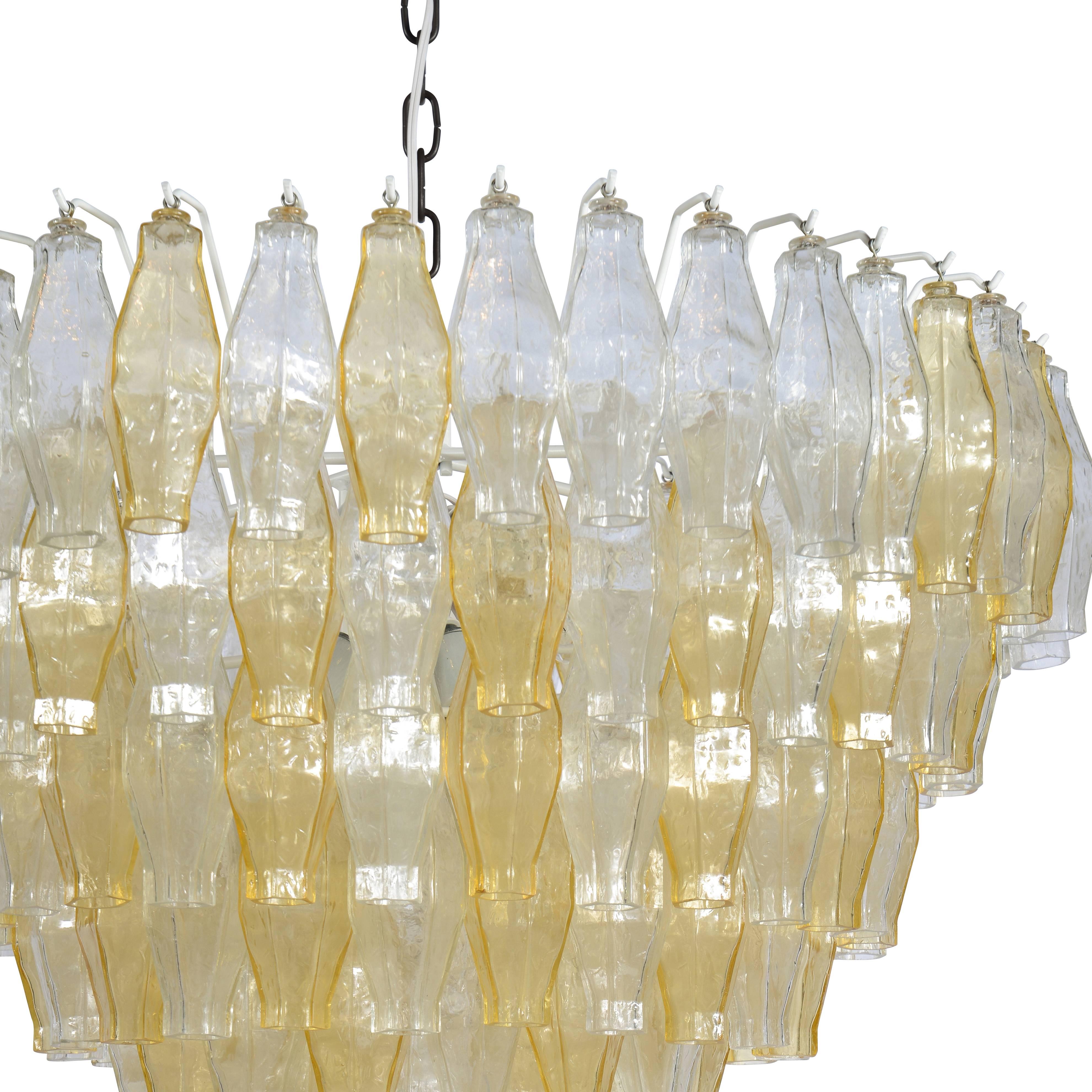 Handblown Murano glass polyhedral chandelier.