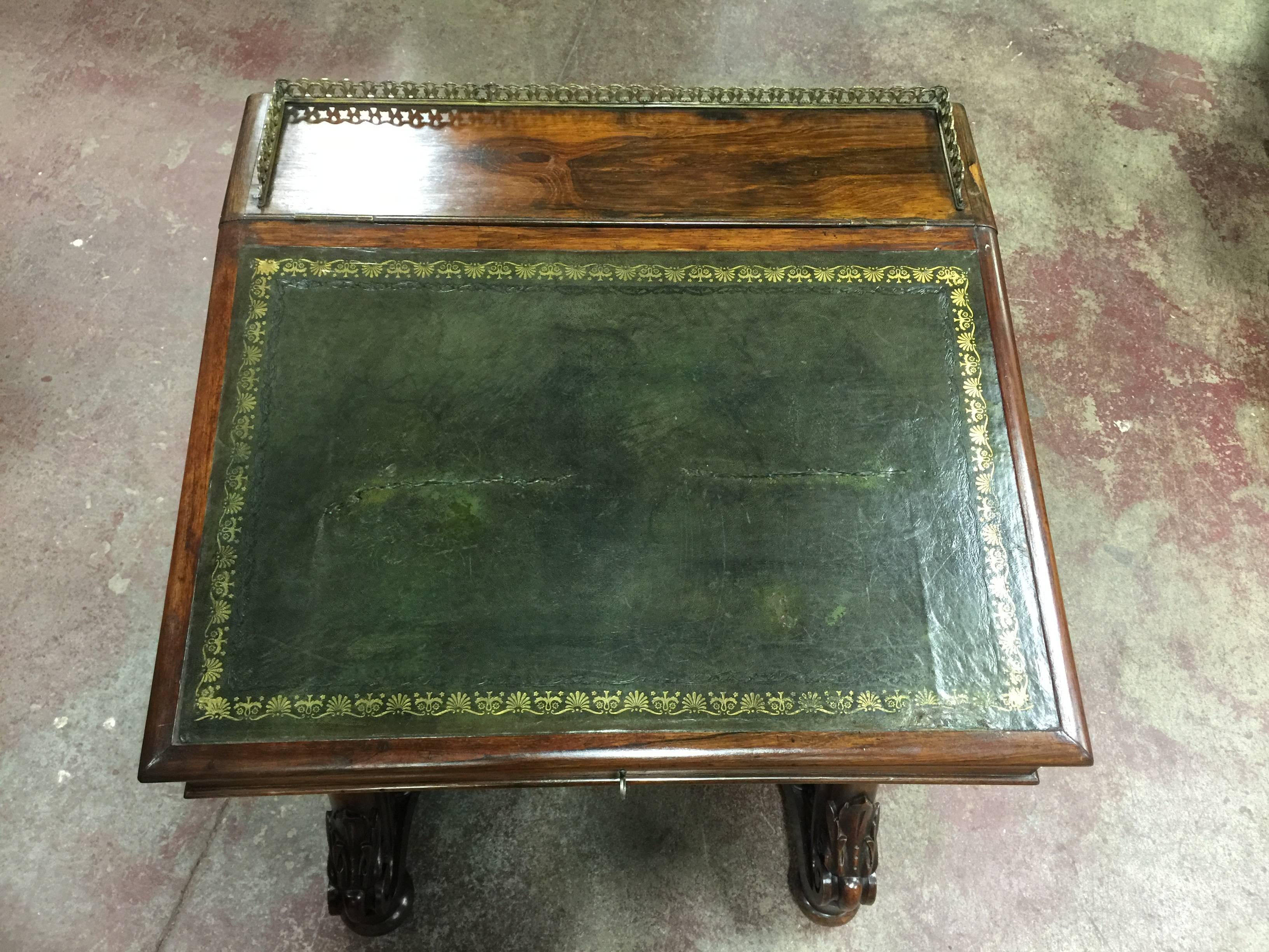 Victorian Desk Mid-19th Century Davenport  with Original Leather Top