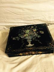 Lap Desk 19th Century English Papier Mache Decorated in Mother-of-Pearl