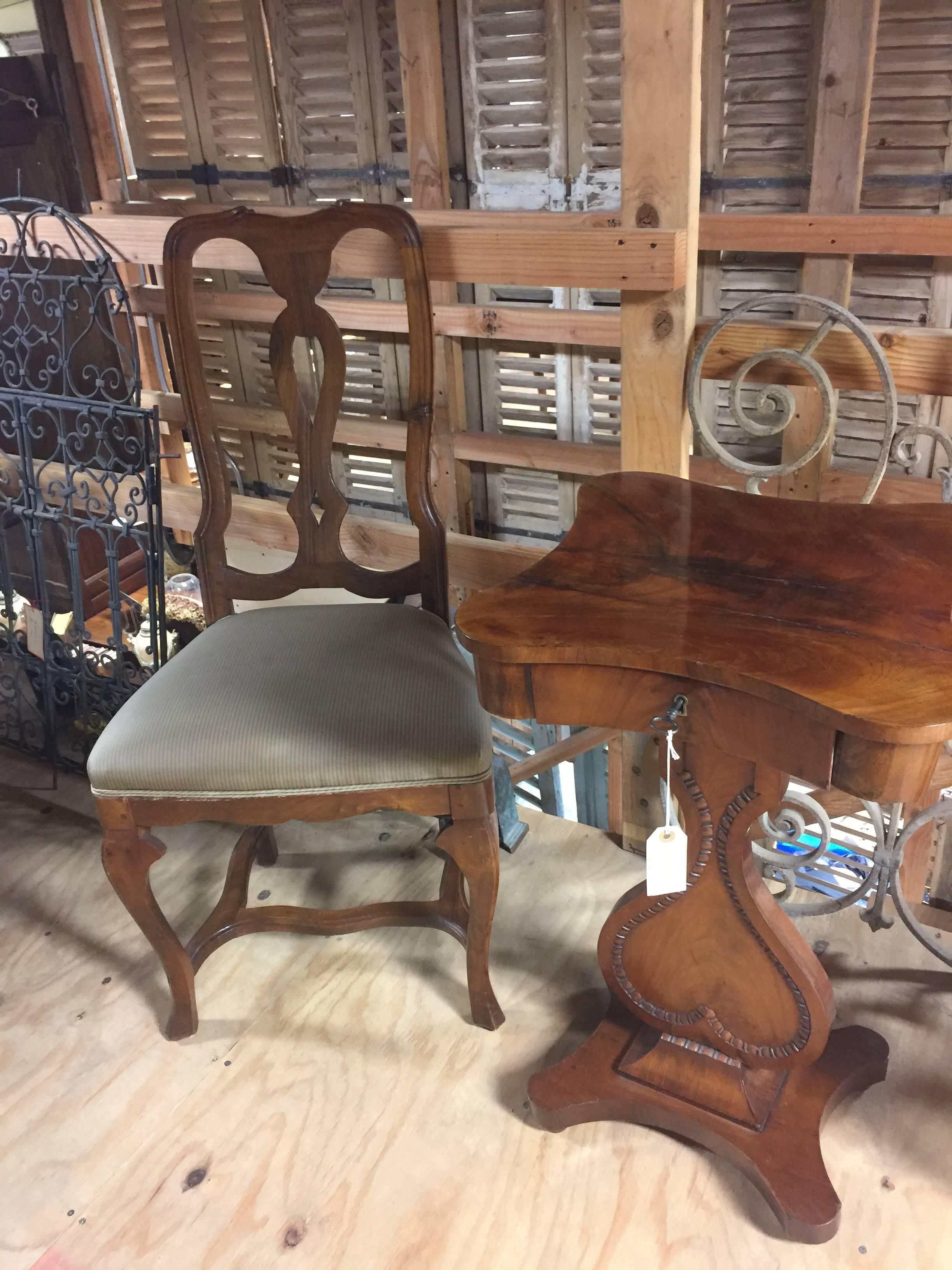 CLOSING  SALE   Chair Side 1920s Venetian Walnut Two Available In Excellent Condition For Sale In San Francisco, CA