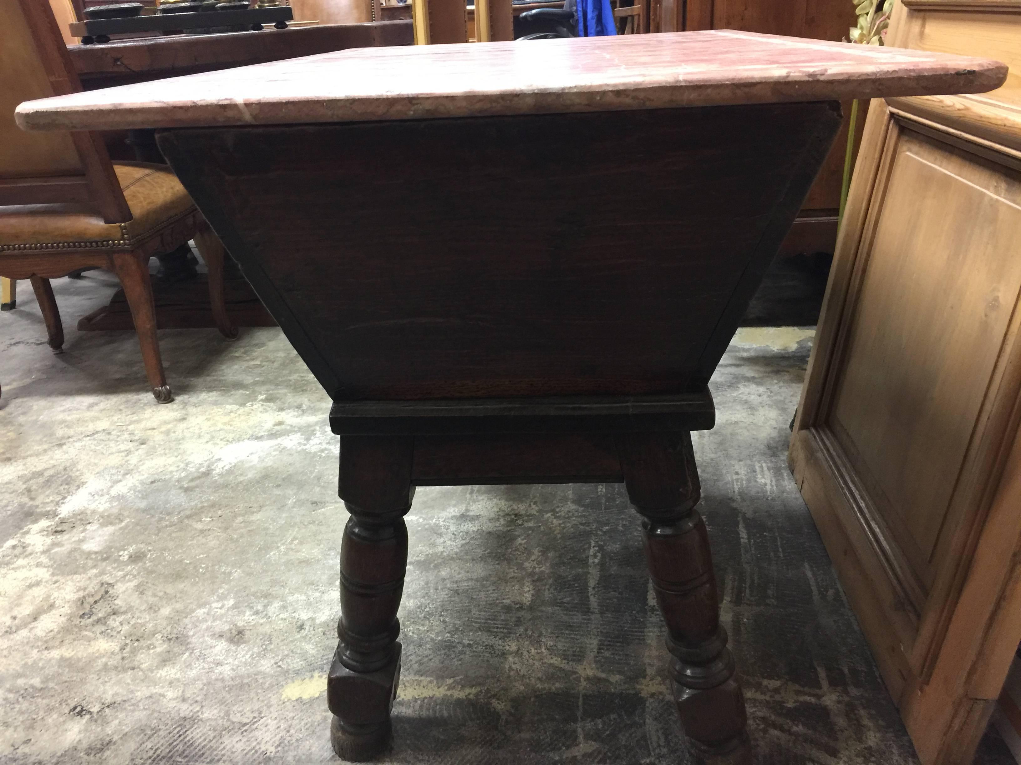 18th Century Dough Bin with Marble Top from Butcher Table 1