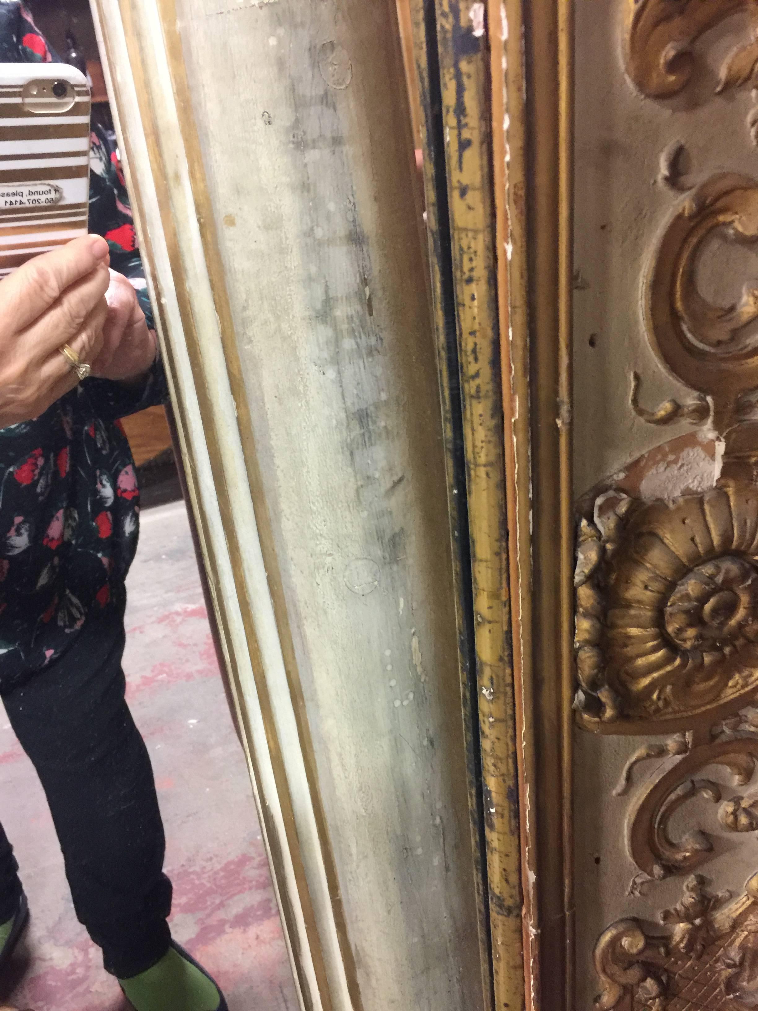Massive Size 19th Century French Louis XIV Pier Mirrors Gold Gilt Gesso Frames 2