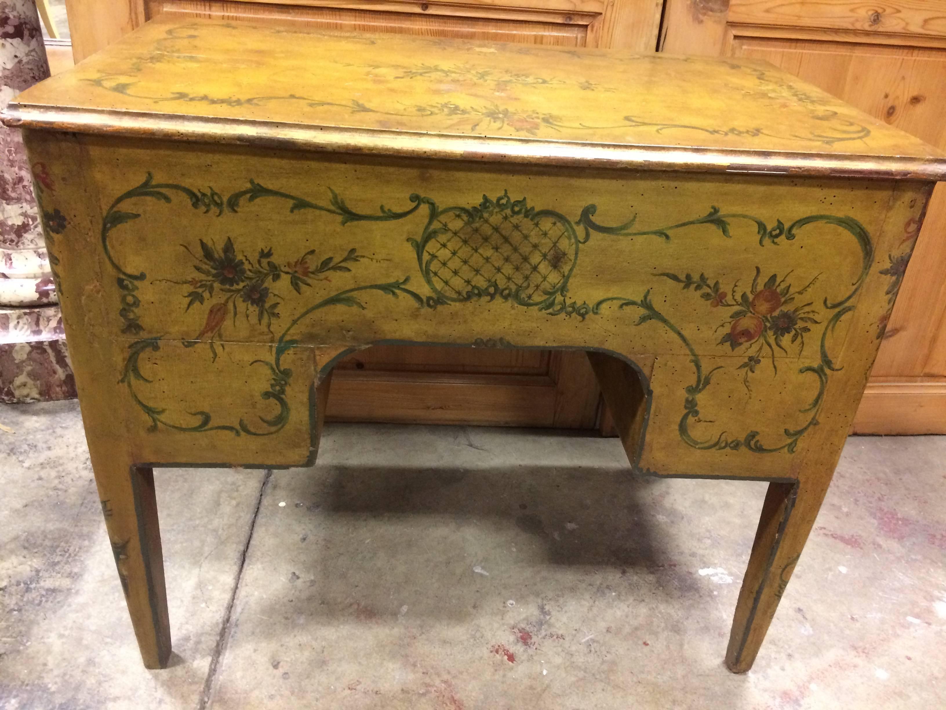 Polychromed Dressing Table Side Table 18th Century Venetian with Brushing Side