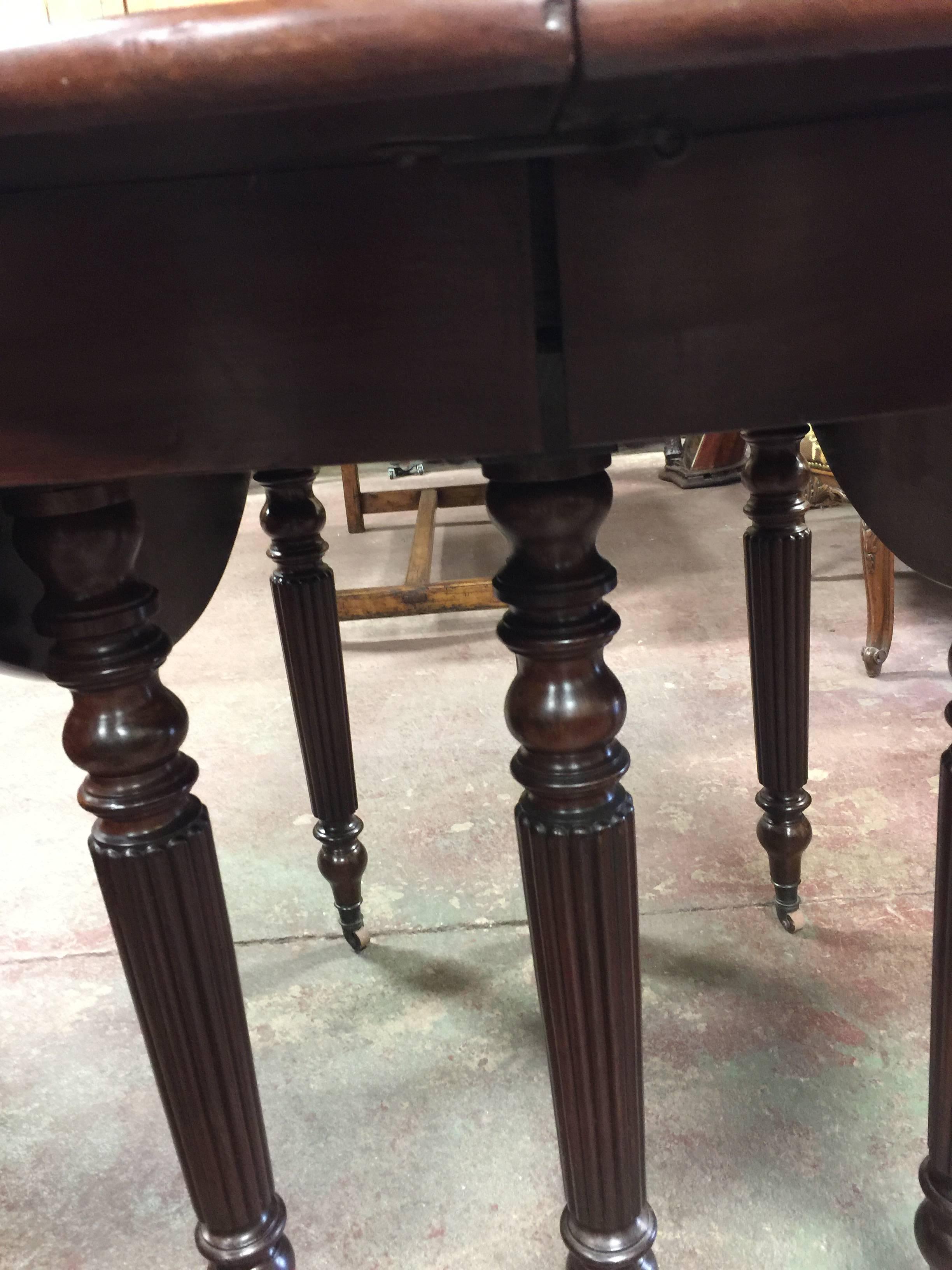 Mid-19th Century French Mahogany Drop Leaf Extending Dining Table 1