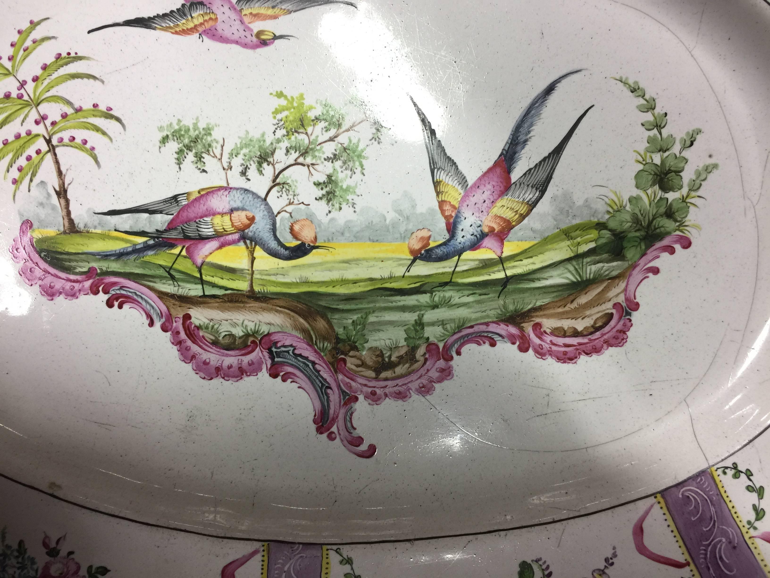 French Platter Strasbourg Aprey Faience with Marking as Seen on Pieces in Sevres Museum