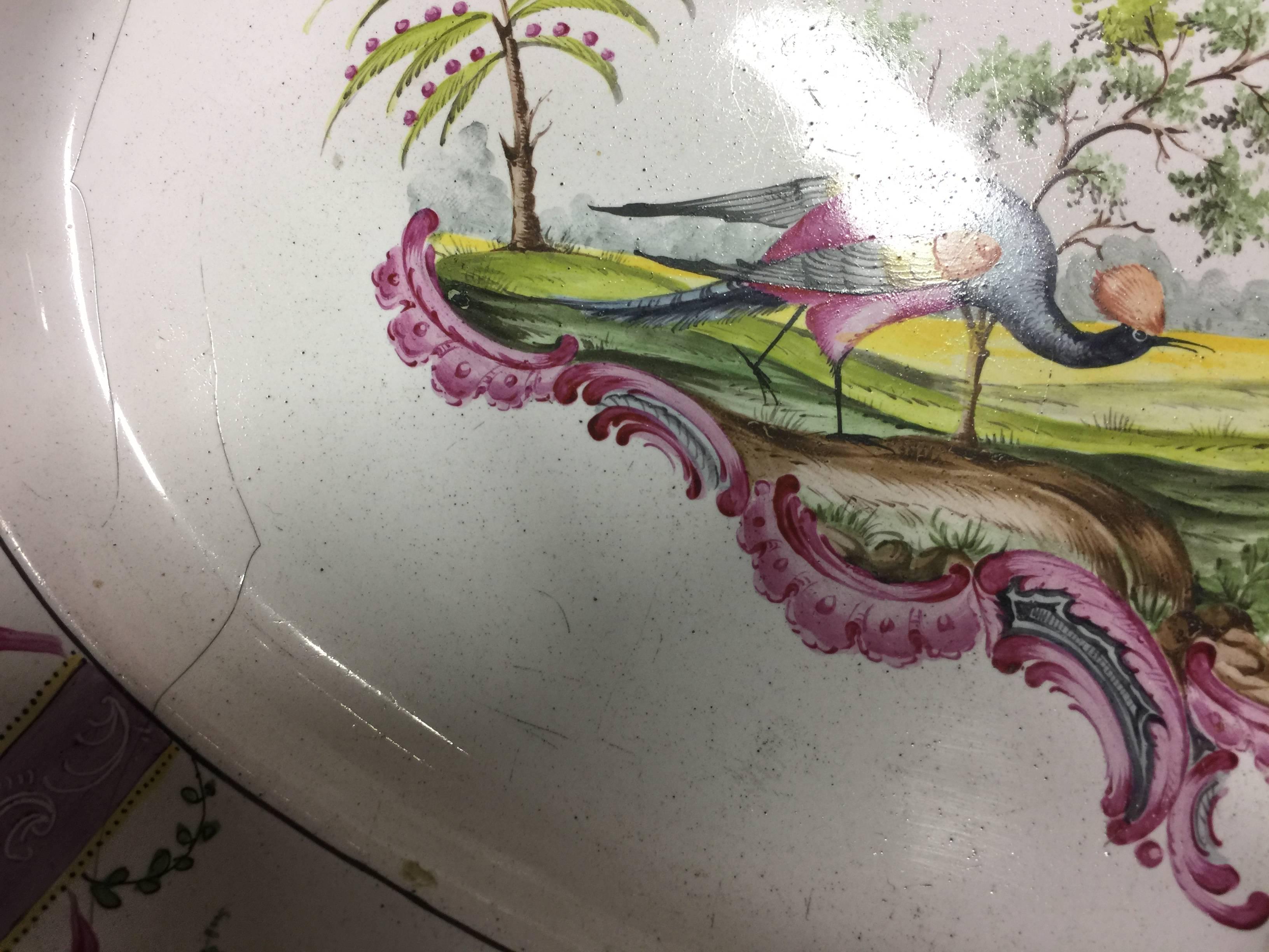 Platter Strasbourg Aprey Faience with Marking as Seen on Pieces in Sevres Museum In Good Condition In San Francisco, CA