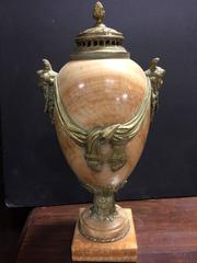Pair 19th Century French Onyx Urns / Cassoulets with Bronze Ormolu