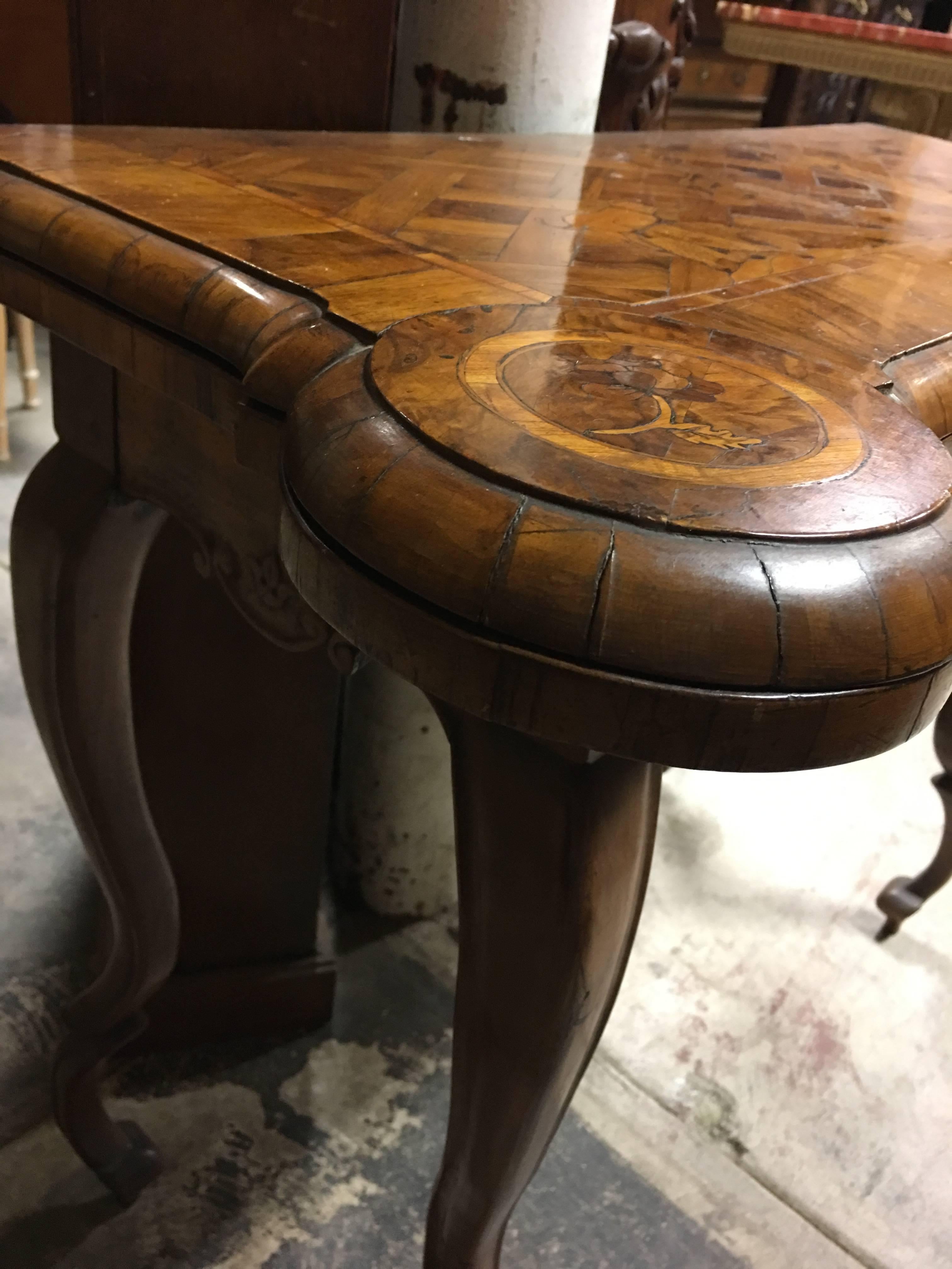 Signed 18th Century German Parquetry Game Table Superb Craftsmanship In Excellent Condition In San Francisco, CA