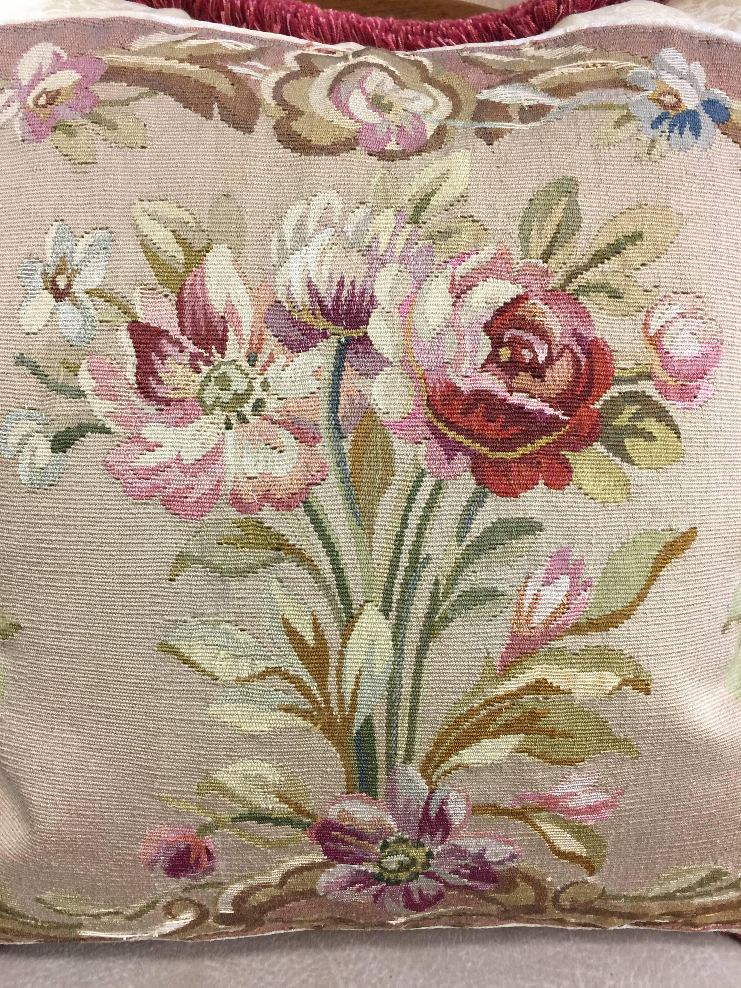 Louis XV  Pillow 19th Century French Tapestry 