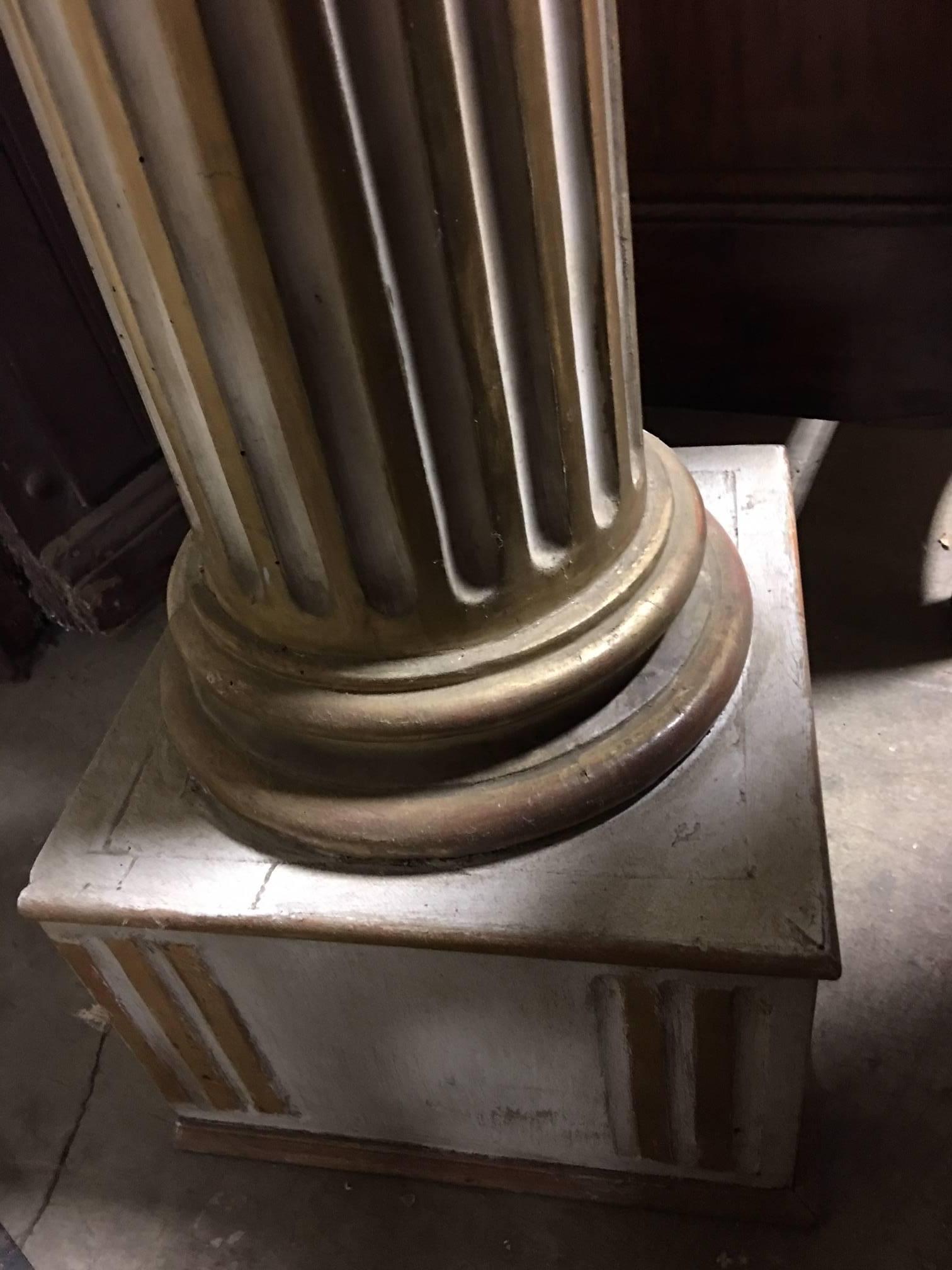 Gilt CLOSING SALE  Columns Pair of 18th C. French Fluted Corinthian Pillars  For Sale