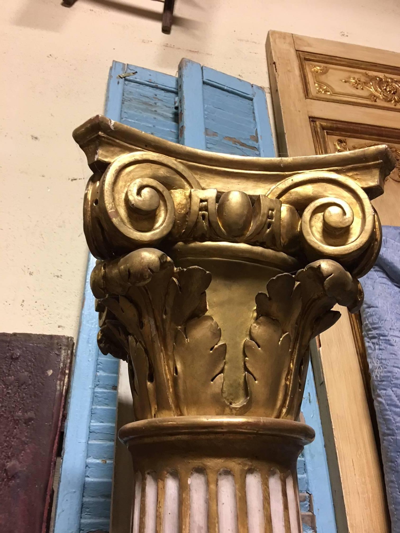 Louis XVI CLOSING SALE  Columns Pair of 18th C. French Fluted Corinthian Pillars  For Sale