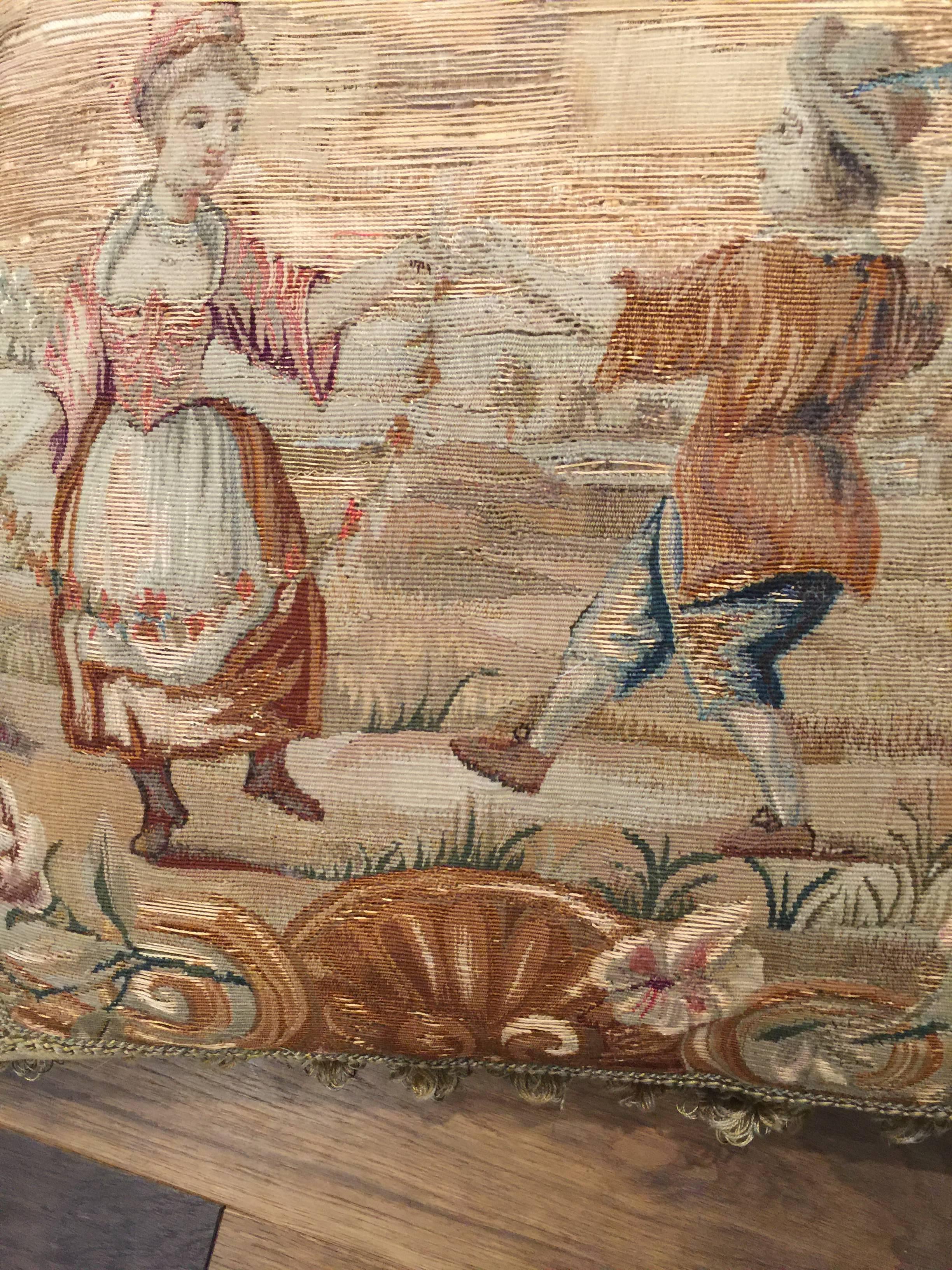 Hand-Crafted Pillow 19th Century Tapestry  