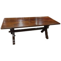 Handcrafted, Late 19th Century Walnut Trestle Table