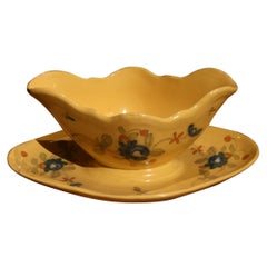 Antique Gravy Boat 19th Century, French Faience With Markings