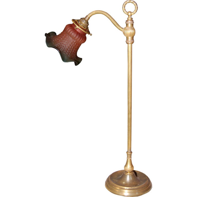 ON SALE 19th Century Lamp with New Tulip Shade For Sale