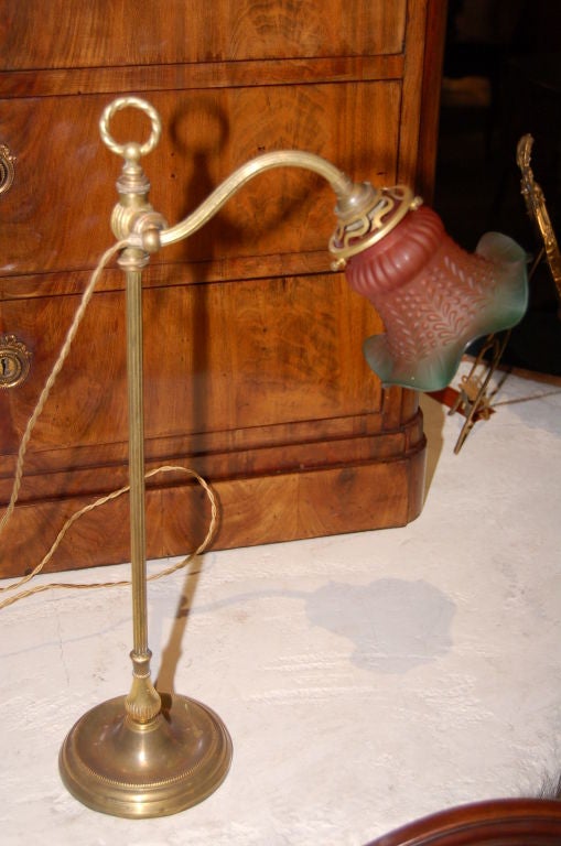 19th century lamp with new tulip shade
Measures: 21