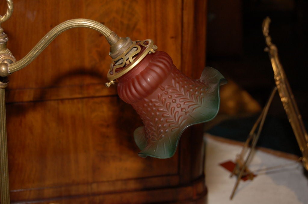 French ON SALE 19th Century Lamp with New Tulip Shade For Sale