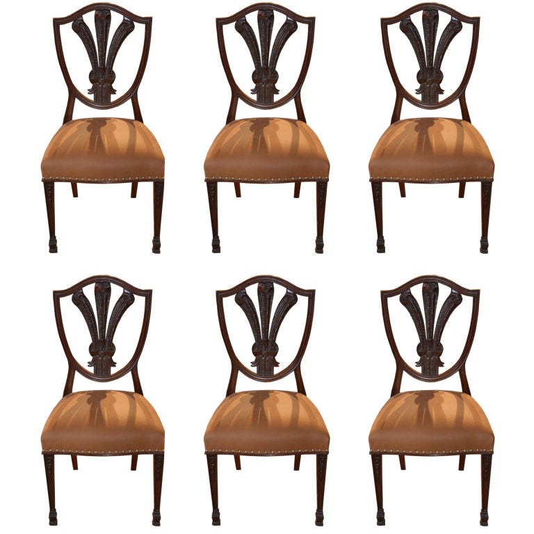 ON SALE  Early 19th Century Set of Six French Chairs, New Upholstery For Sale