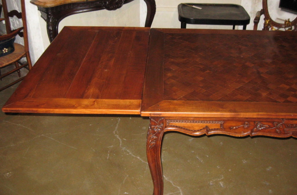 CLOSING  SALE Mid-19th Century French Walnut Parquetry, Draw Leaf Table For Sale 1