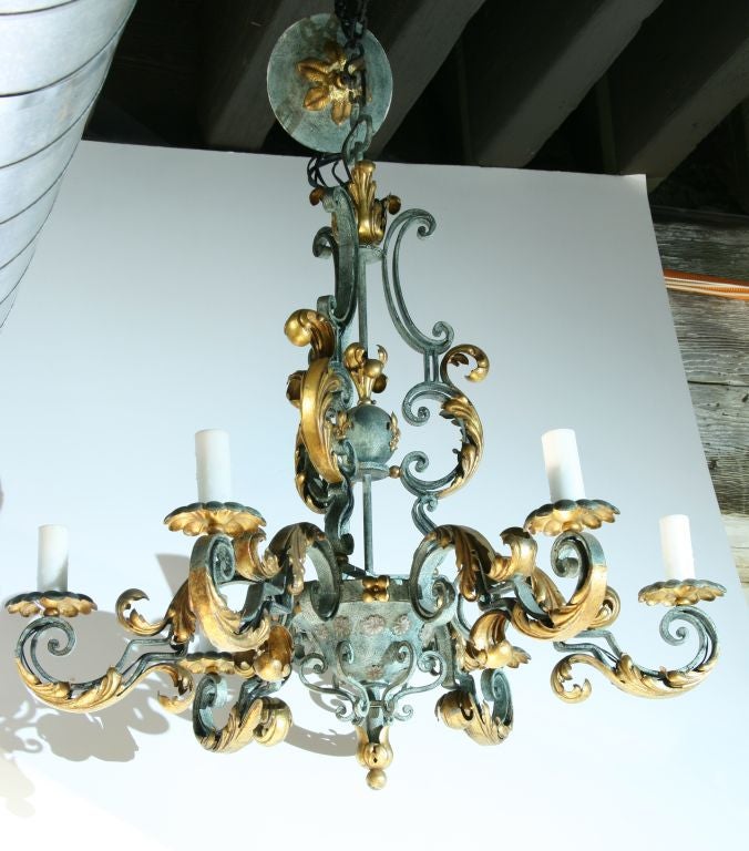 19th century French wrought iron chandelier. Rewired 35'' diameter X 38'' high.
LIQUIDATING CLOSING OUR BUSINESS  after 45+ years