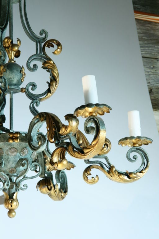 Rococo ON SALE Late 19th Century  French Wrought Iron Chandelier