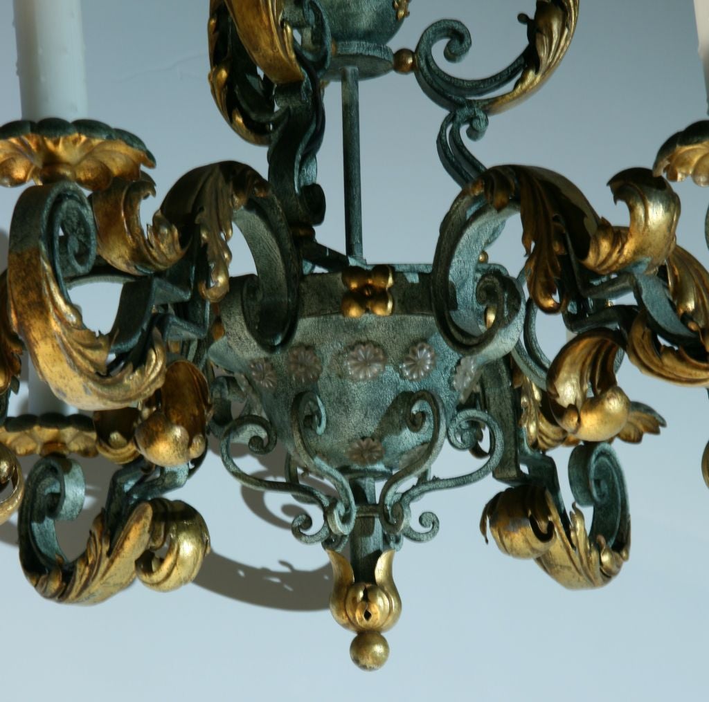 ON SALE Late 19th Century  French Wrought Iron Chandelier In Excellent Condition In San Francisco, CA