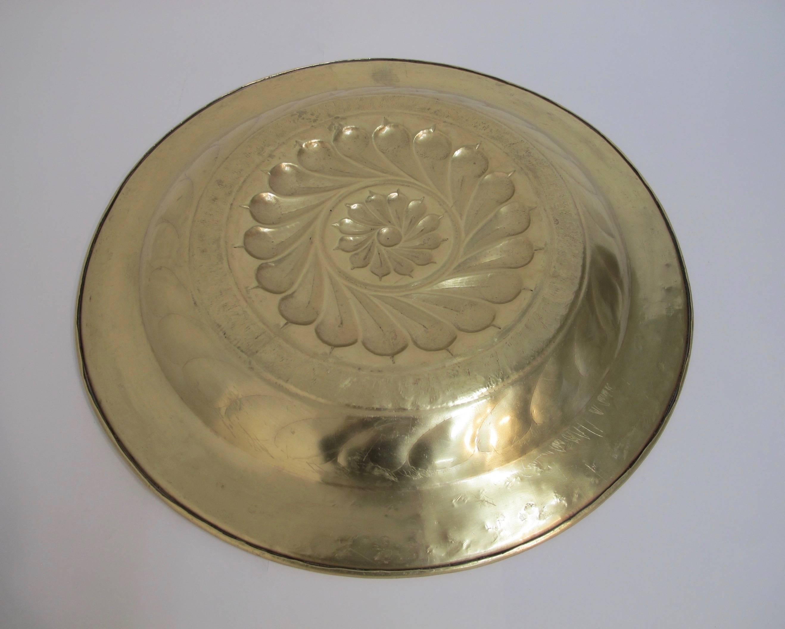 18th Century and Earlier 17th Century Brass Alms Plate For Sale