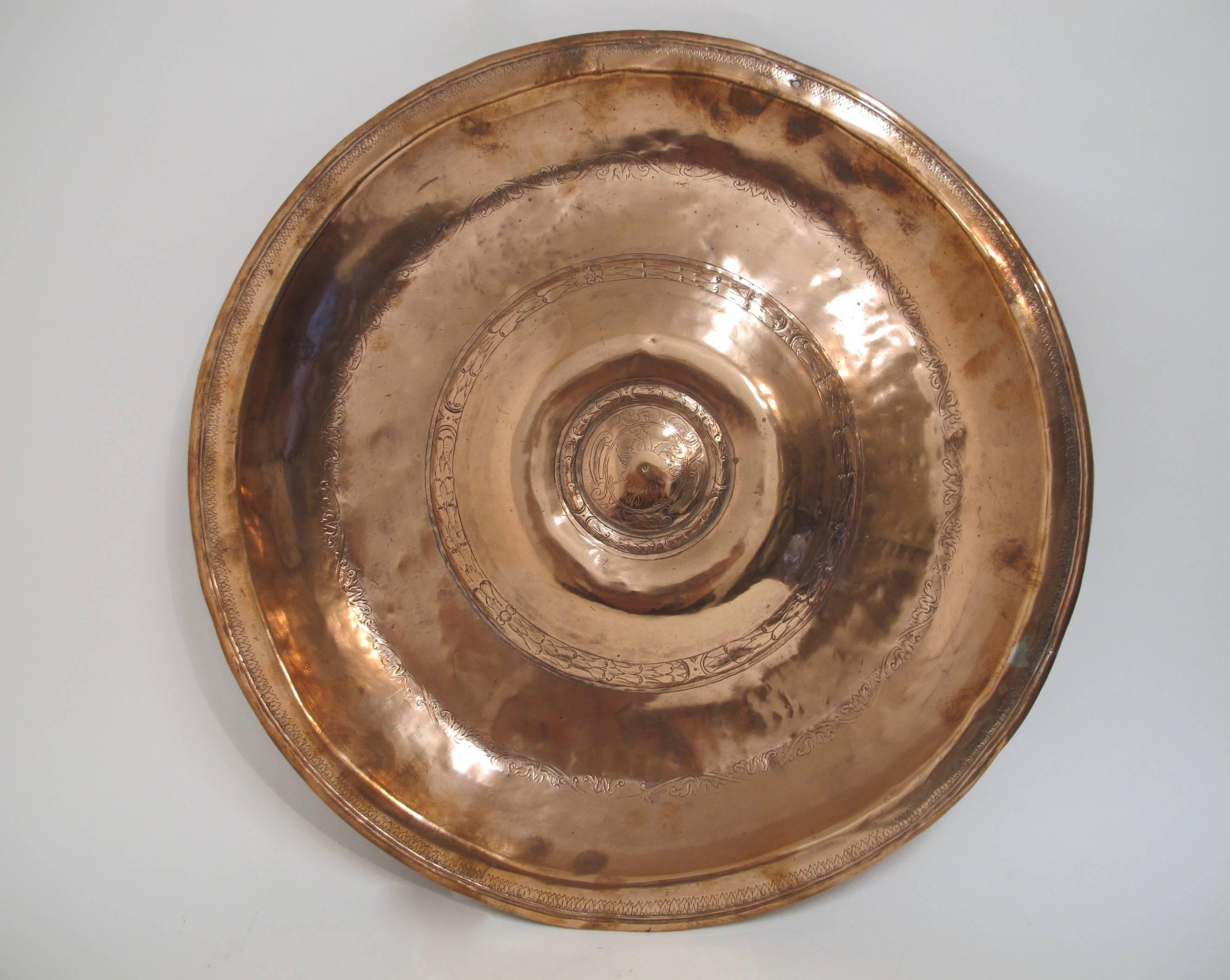 18th Century and Earlier 17th Century Copper Alms Plate For Sale